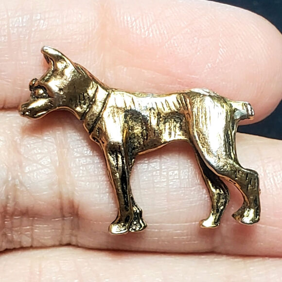 Terrier Gold Tone Vtg Unsigned 1" Dog Puppy - Picture 1 of 4